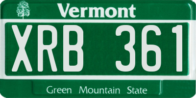 VT license plate XRB361