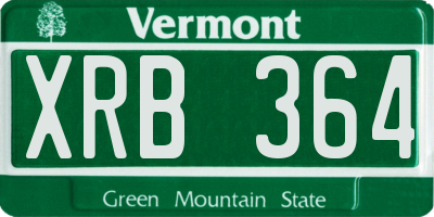 VT license plate XRB364