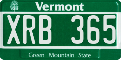 VT license plate XRB365