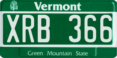 VT license plate XRB366