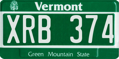 VT license plate XRB374