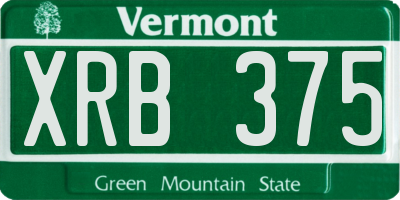 VT license plate XRB375