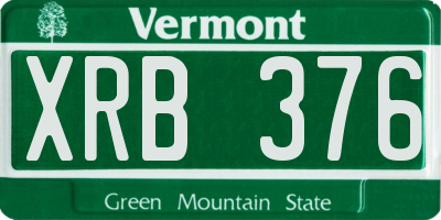 VT license plate XRB376