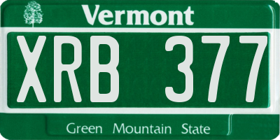 VT license plate XRB377