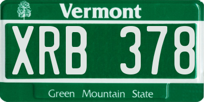 VT license plate XRB378