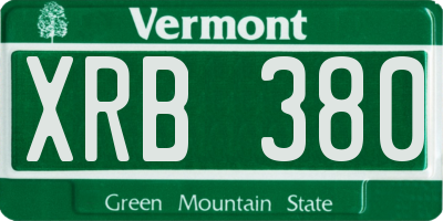 VT license plate XRB380