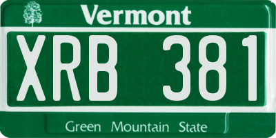 VT license plate XRB381