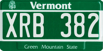 VT license plate XRB382