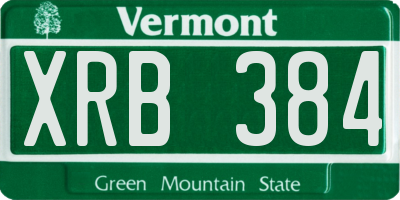 VT license plate XRB384