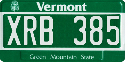 VT license plate XRB385