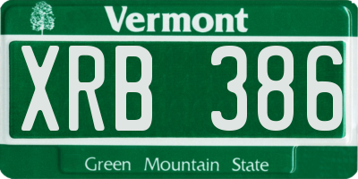 VT license plate XRB386