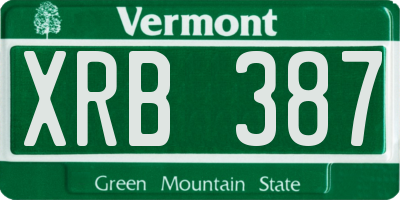 VT license plate XRB387