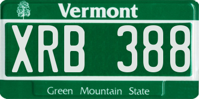 VT license plate XRB388