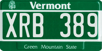 VT license plate XRB389