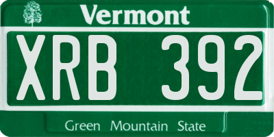 VT license plate XRB392