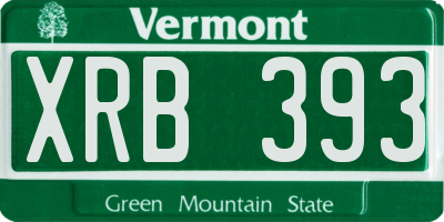 VT license plate XRB393