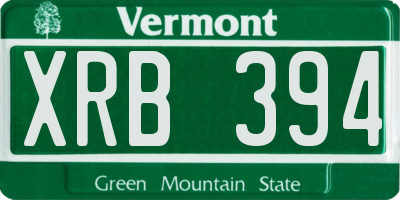 VT license plate XRB394