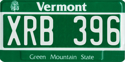 VT license plate XRB396
