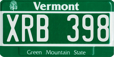 VT license plate XRB398