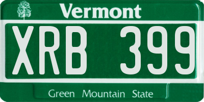 VT license plate XRB399