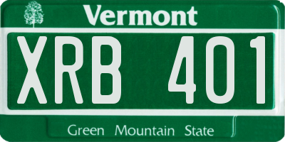 VT license plate XRB401
