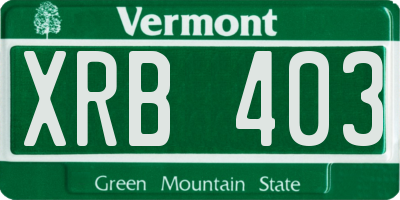 VT license plate XRB403