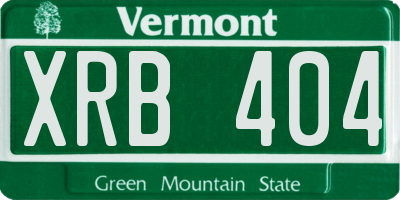 VT license plate XRB404