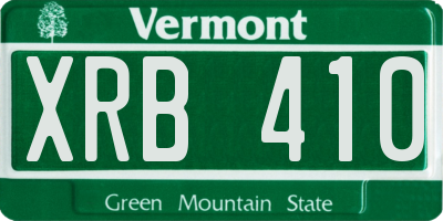 VT license plate XRB410