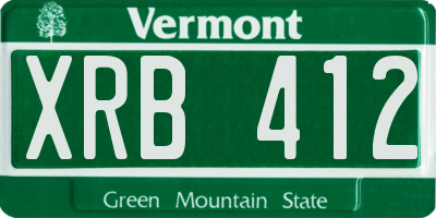 VT license plate XRB412