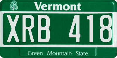 VT license plate XRB418