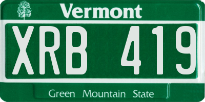 VT license plate XRB419