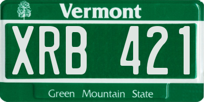VT license plate XRB421