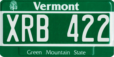 VT license plate XRB422