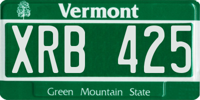 VT license plate XRB425