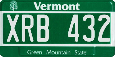 VT license plate XRB432