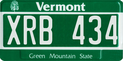VT license plate XRB434