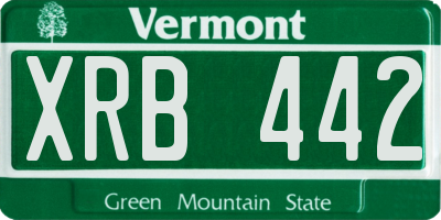 VT license plate XRB442