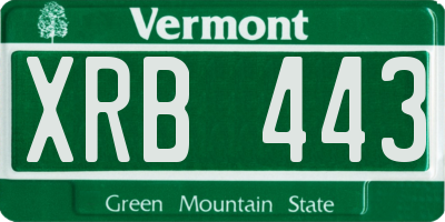 VT license plate XRB443