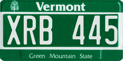 VT license plate XRB445