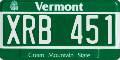 VT license plate XRB451