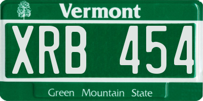 VT license plate XRB454