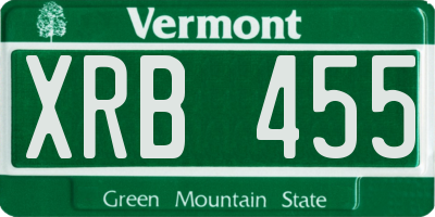VT license plate XRB455