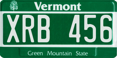 VT license plate XRB456
