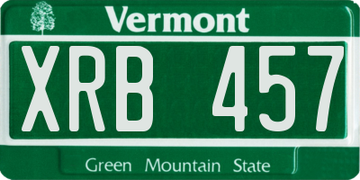 VT license plate XRB457