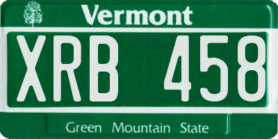 VT license plate XRB458