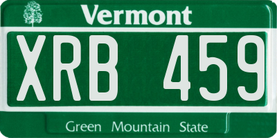 VT license plate XRB459