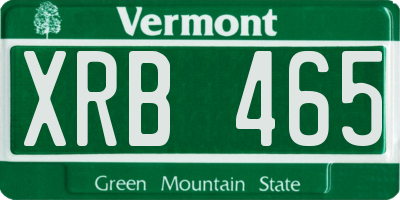 VT license plate XRB465