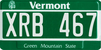 VT license plate XRB467