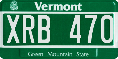 VT license plate XRB470