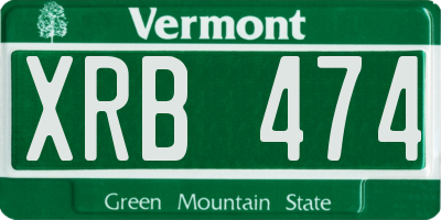 VT license plate XRB474